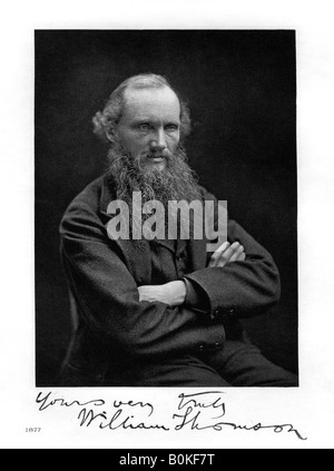 William Thomson, Lord Kelvin, Irish-Scottish mathematician, physicist and engineer, 1877. Artist: Unknown Stock Photo