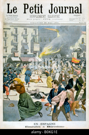 In Spain, Riots break out in Barcelona, 1901. Artist: Unknown Stock Photo