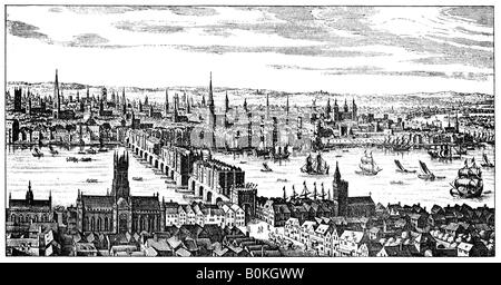 General view of London, 1666, (1909). Artist: Unknown Stock Photo