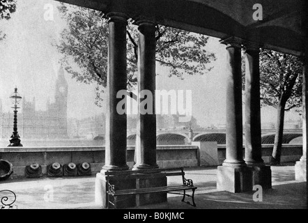 Westminster Bridge and Big Ben from the terrace of St Thomas's Hospital, 1926-1927. Artist: Unknown Stock Photo