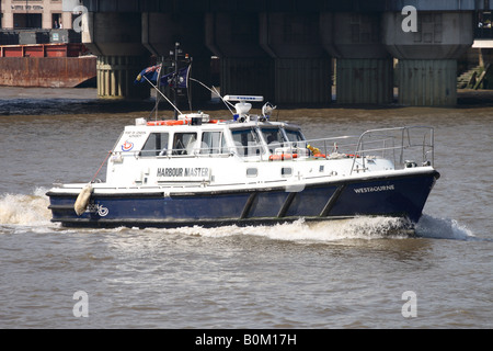 London The Port of London Authority PLA  Harbour Masters launch boat vessel on the River Thames Stock Photo