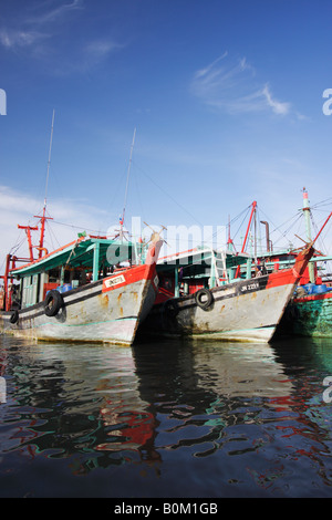 Fishing Boats In Dock, Pulau Labuan, Sabah, Malaysian Borneo Stock Photo