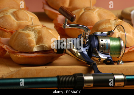 Rolls ham and reel Stock Photo