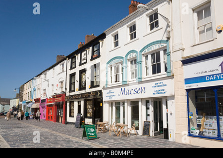 Caernarfon Gwynedd North Wales UK  Shops and cafes in square in town centre Stock Photo