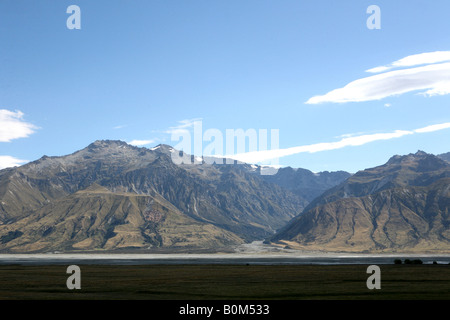 Ben Ohau range on West side of Lake Pukaki South Island New Zealand ...