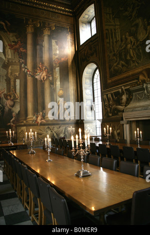 City of London, England. Interior view of the Painted Hall at the University of Greenwich and Trinity College of Music. Stock Photo