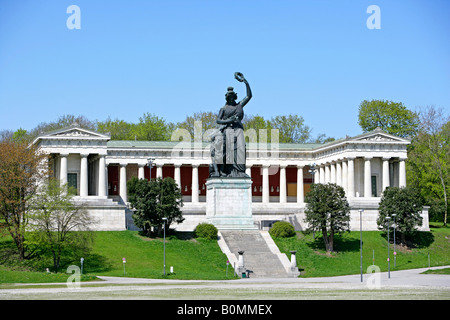 Bavaria mit Ruhmeshalle in Muenchen, Germany, Munich, Bavaria statue and hall of fame Stock Photo