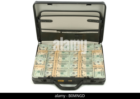 a briefcase full of American Dollars money Stock Photo