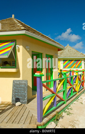 Colorful kiosks for selling souvenirs to tourists in Cockburn Town Grand Turk Turks and Caicos Islands Stock Photo