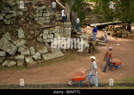 Workers at the Copan Ruins site and park in Copan Honduras on November 03 2006 Stock Photo