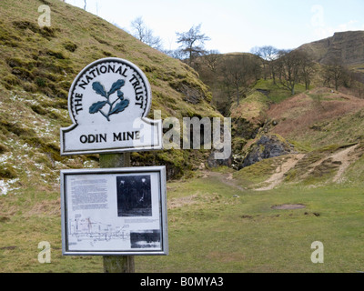 Entrance to the abandoned Odin lead mine, at the foot of Treak Cliff hill at Castleton, Derbyshire, England. UK. Stock Photo