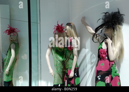 Female mannequins in London Bond Street shop window Stock Photo