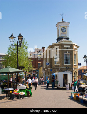 Clock Tower in the Market Place at Brigg, North Lincolnshire, UK Stock Photo