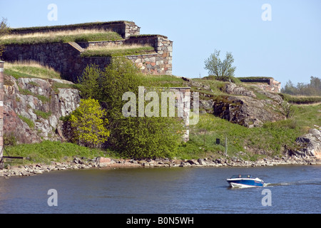 Walls of Suomenlinna fortress former Sveaborg near Helsinki Finland Stock Photo