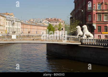 The Bridge of Four Lions, Griboyedov Canal, St.Petersburg, Russia. Stock Photo