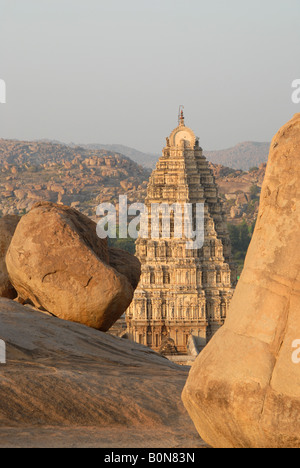 Main gopuram Virupaksha temple, Hampi World Heritage Site, Karnataka state, India Stock Photo