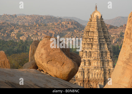Main gopuram,Virupaksha temple, Hampi World Heritage Site Karnataka state, India Stock Photo