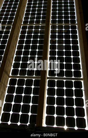 Solar PV photovoltaic panels on roof Centre for Alternative Technology Machynlleth Wales UK Stock Photo