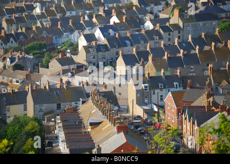 Aerial view of village, Fortuneswell, Isle of Portland, Dorset, England, United Kingdom Stock Photo