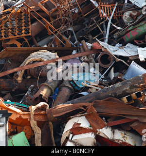 Pile of scrap metal in a scrapyard full fame Stock Photo