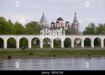 The Yaroslav's Courtyard , Veliky Novgorod, Russia. Stock Photo