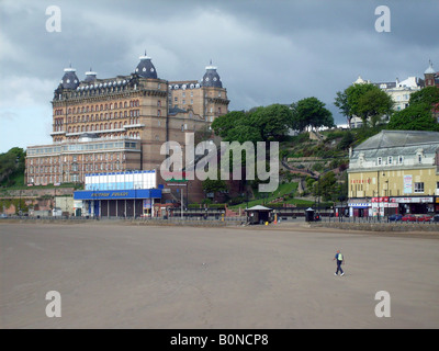 Grand Hotel and South Bay beach, Scarborough, North Yorkshire, England Stock Photo