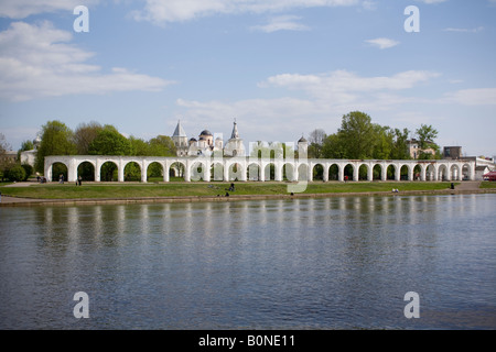 The Yaroslav's Courtyard , Veliky Novgorod, Russia. Stock Photo