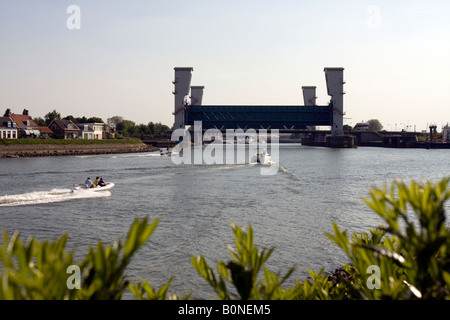 First dutch surge barrier to protect the country from the sea, Algera Surge Barrier, Krimpen aan de IJssel, The Netherlands Stock Photo