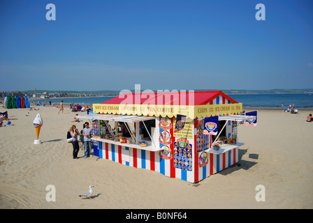 Colourful ice-cream stall on beach, Weymouth, Dorset, England, United Kingdom Stock Photo