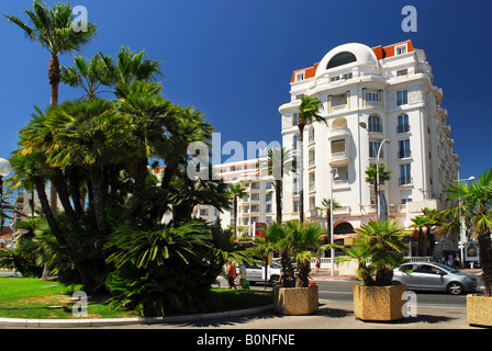 Luxury hotel on Croisette promenade in Cannes Stock Photo