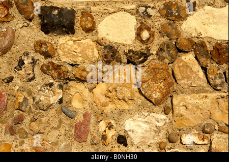 Sandstone and flint wall Elizabethan wall Stock Photo