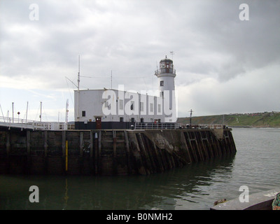 Scarborough lighthouse on pier, North Yorkshire England. Stock Photo