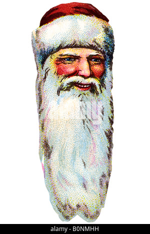 old fashioned Father Christmas red cap long white beard 19th century Germany Stock Photo