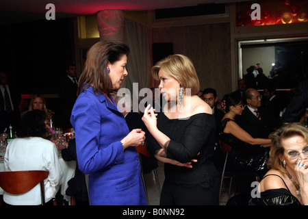 HRH the Princess of Hanover speaks with HRH the Grand Duchess Maria Teresa of Luxemburg during a Gala Evening at UNESCO Stock Photo