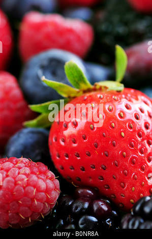 Background of assorted fresh berries close up Stock Photo