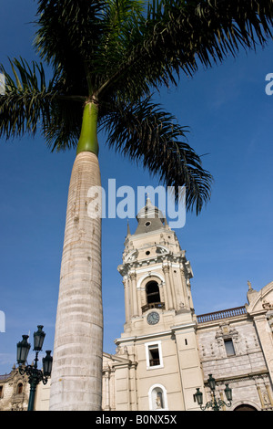 Lima Cathedral in the Plaza de Armes in Central Lima in Peru. South America Stock Photo