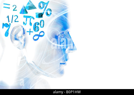 Man in the world of mathematics Stock Photo