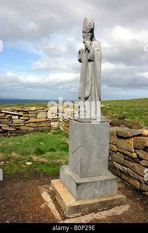 Statue of Saint Patrick at Downpatrick Head on the North Mayo coast, Ireland Stock Photo