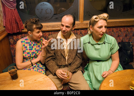 Retro couple wearing vintage clothes UK 2000s. Friends dressed up to in the styles of the 1940s 1950s hairstyle. Sussex, England 2007 HOMER SYKES Stock Photo