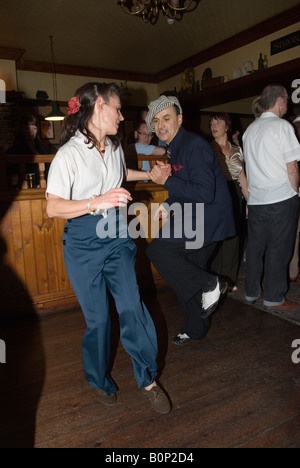 Pontins Holiday Camp, Camber Sands Sussex England. Rhythm Riot Retro Weekend couple dancing the jive, 2000s 2007 HOMER SYKES Stock Photo