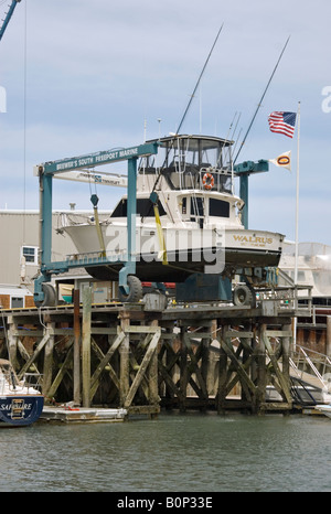 Marine Lift in Freeport Maine Stock Photo