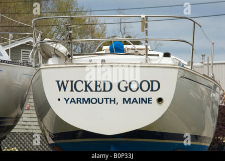 Boat in Freeport Maine Boatyard Stock Photo