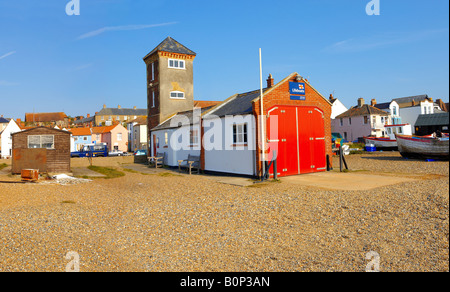 Old Lifeboat station on the beach at Aldeburgh Suffolk Stock Photo