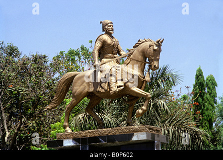 A statue of Chhatrapati Shivaji at Kothrud. Stock Photo