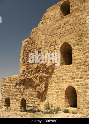 The ramparts of Al Karak crusader castle, Jordan, Middle East Stock Photo