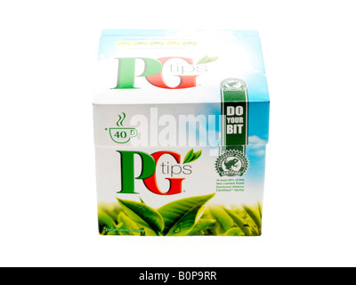 Branded PG Tips Tea Bags Isolated Against A White Background With A Clipping Path And No People Stock Photo