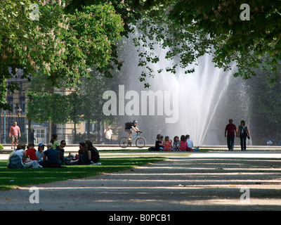 The Warande park in front of the royal palace in Brussels Belgium on a hot summer day Stock Photo