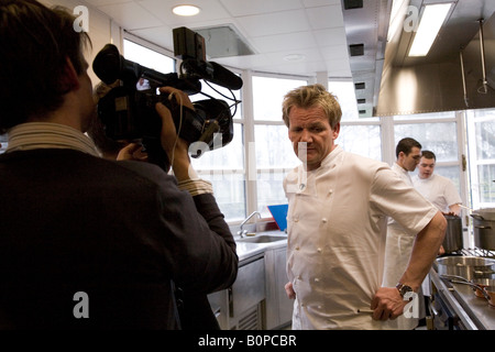 Preparations before the opening night of Gordon Ramsays new restaurant at the Trianon Palace Hotel in Versailles, France 2008 Stock Photo