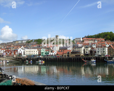 Scarborough harbor and castle, North Yorkshire, England. Stock Photo