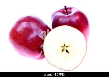 Fresh Healthy Ripe Red Apples Ready To Eat Isolated Against A White Background With A Clipping Path And No People Stock Photo